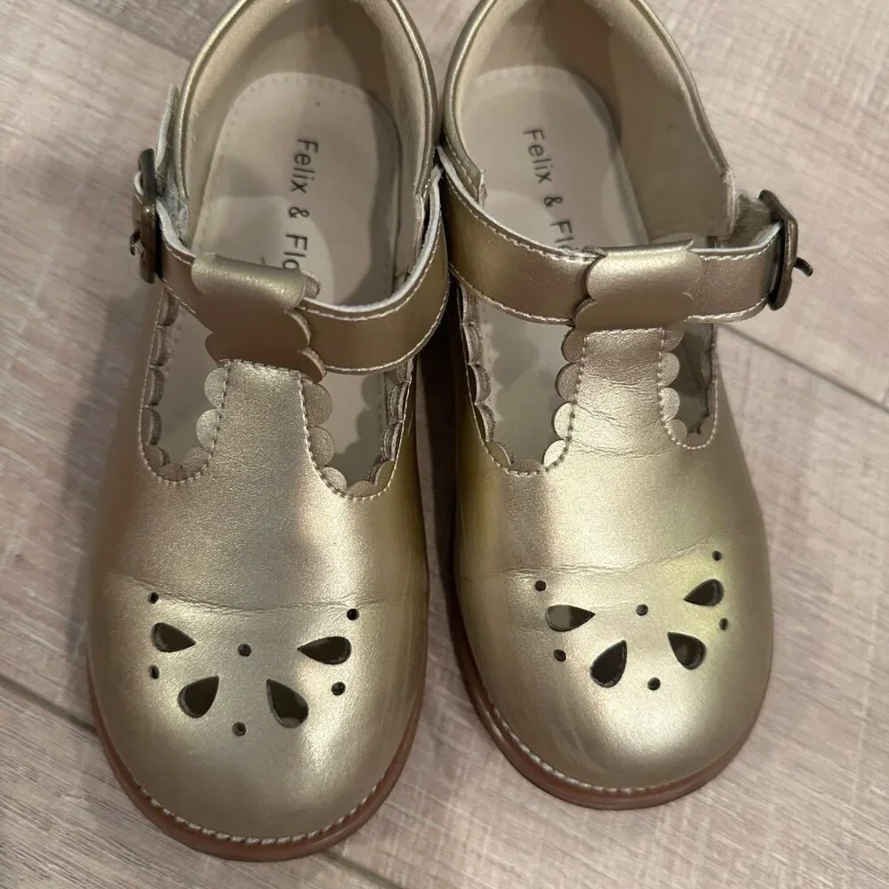 FELIX & FLORA GIRLS GOLD MARY JANE SHOES SIZE 11